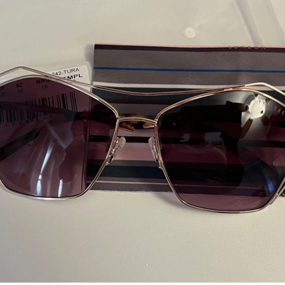 Ted Baker Geometric Aviator Gradient sunglasses 58MM Gold Purple Brown TWS188